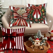 Xuniizn Christmas Pillow Covers 18x18 inch Xmas Decorations Soft Plush Faux Fur Wool Christmas Throw Pillow Cases Winter Holiday Decor for Sofa Living Room