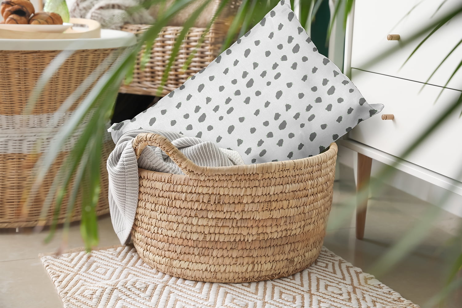 20" x 14" Simply Daisy Dots Of Spots Polyester Indoor/Outdoor Pillow, Gray Qty 1