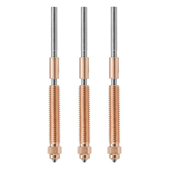 3PCS 0.2 0.4 0.6mm Nozzles with Titanium Alloy Heat Break Copper Alloy for K2 Plus 3D Printer Swap Hardened,3 x nozzle