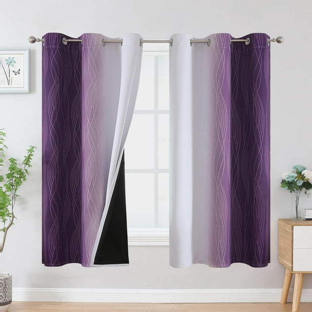 Cortinas Estelar Textiler Blackout Morado Gris 107x160 cm 2 uds