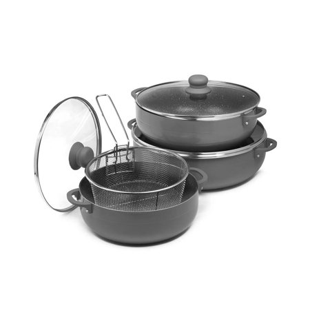 Sedona 3-Pc. Aluminum Caldero Set With Bonus Fry Basket Grey New without box/tags