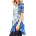thumbnail image 3 of Sakkas Donna Women's Casual Lace Short Sleeve Tie Dye Corset Loose Top Blouse - Royal Blue - One Size, 3 of 5