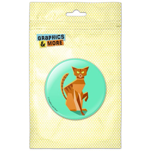 Geometric Cat Ginger Pinback Button Pin Badge