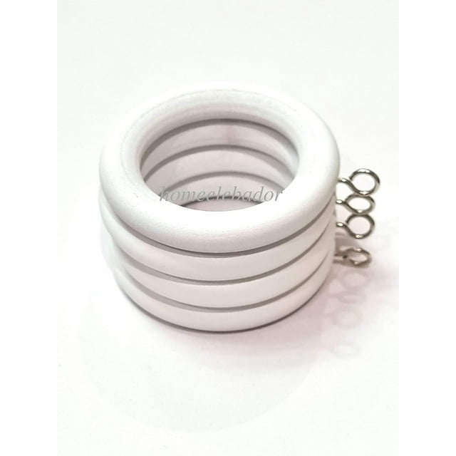 Wooden Curtain Rings White Wood Wooden Drapery Rings with Eyelet Inner Dia 1.75 Inch and Outer Dia 2.5 Inch White Wood Curtain Rings for Window & Door Decoration Sets of 12.