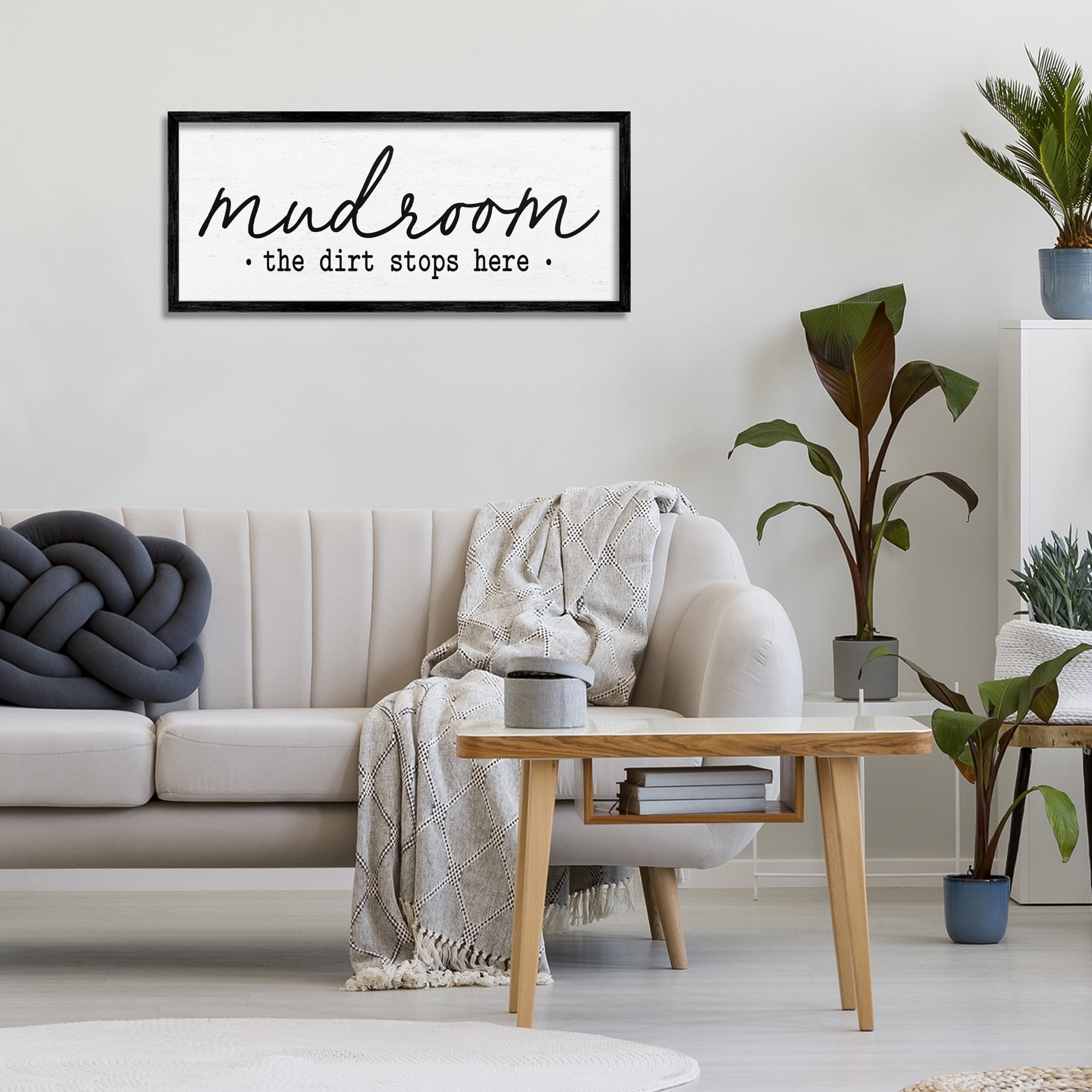 Mudroom Script Dirt Stops Here Black Framed Giclee Art, design by Lettered and Lined