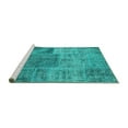 thumbnail image 2 of Ahgly Company Machine Washable Indoor Square Patchwork Turquoise Blue Transitional Area Rugs, 8' Square, 2 of 4