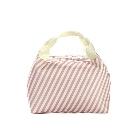 Lunch Bag Insulated Cold Canvas Stripe Picnic Carry Case Thermal ...