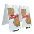 thumbnail image 2 of A-frame Sidewalk Calzone 24" x 36" Double Sided A-Frame Sidewalk Sign, Includes 2 Installed Vinyl Decals | Foldable Portable White Signicade Sandwich Board Signs, 2 of 5