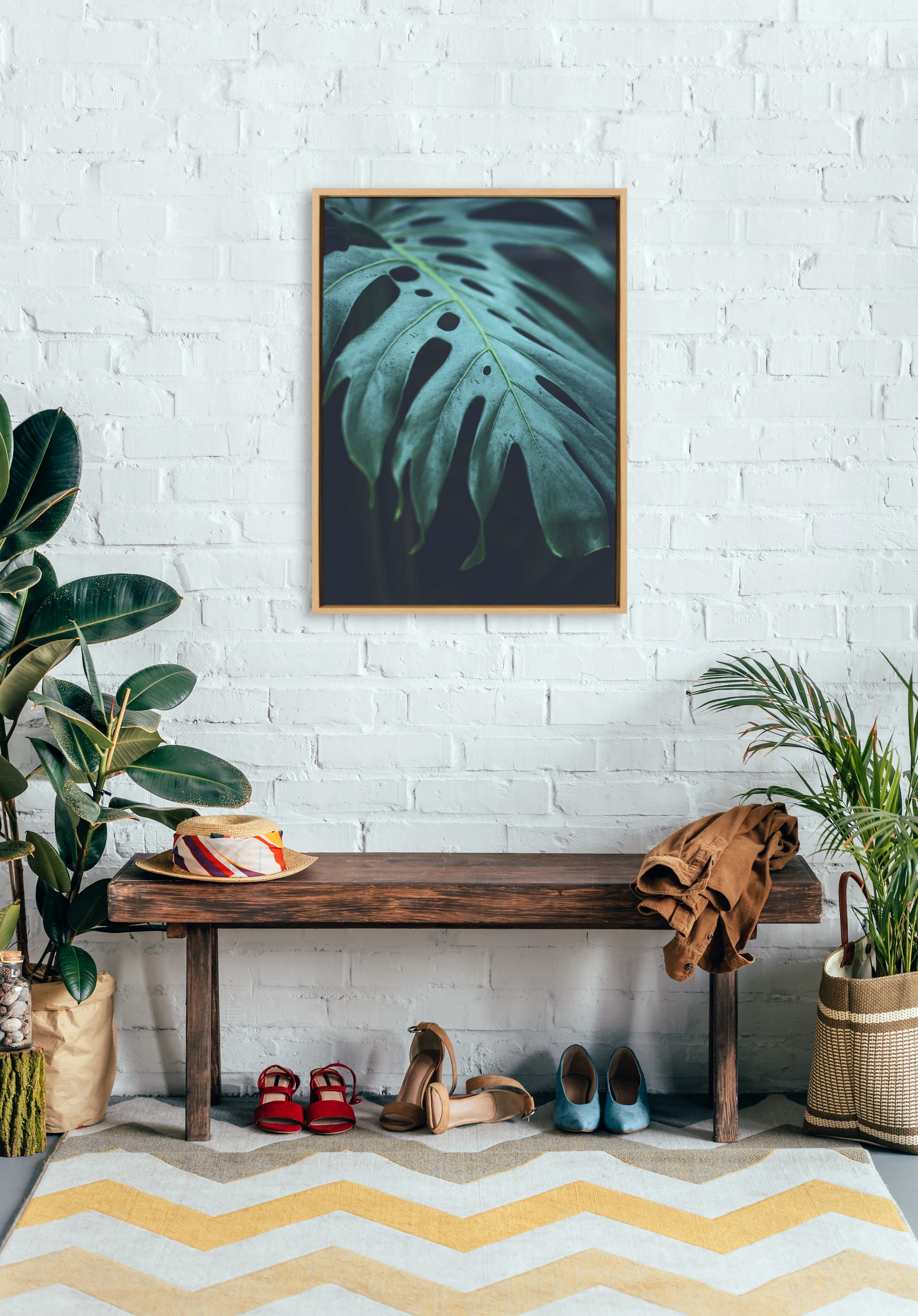 Kate and Laurel Sylvie Tropical Frond Framed Canvas Art Print, 23" x 33", byF2 Images