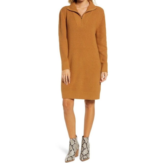 Treasure & Bond Robe Pull à Manches Longues pour Femmes Taille TTP Ajustée Grande
