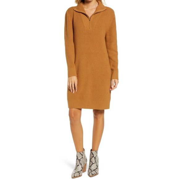 Treasure & Bond Women's Long Sleeve Mock Neck Sweater Dress Size XXS fit bigger