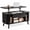 Black, variant on Seetech 39" Rectangular Lift Top Coffee Table with Sliding Door and Hidden Storage, Fluted Wooden Table for Living Room, Home Office, Walnut