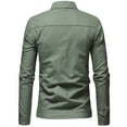 thumbnail image 7 of MRULIC shirts for men Color Tops Denim Autumn Coat Men's Blouse Button Winter Vintage Solid Jacket Men's blouseMen's Dress Shirts Army Green + M, 7 of 7