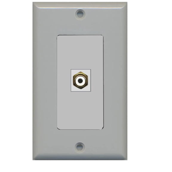 RiteAV - 1 RCA for Subwoofer Audio Port Wall Plate Decorative - Gray/Gray - Bracket Included