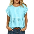 thumbnail image 2 of Sheghy Summer Tops for Women 100%Cotton Women's Casual Spring Summer Solid Crew Neck Short Sleeve T-Shirt Top, 2 of 9