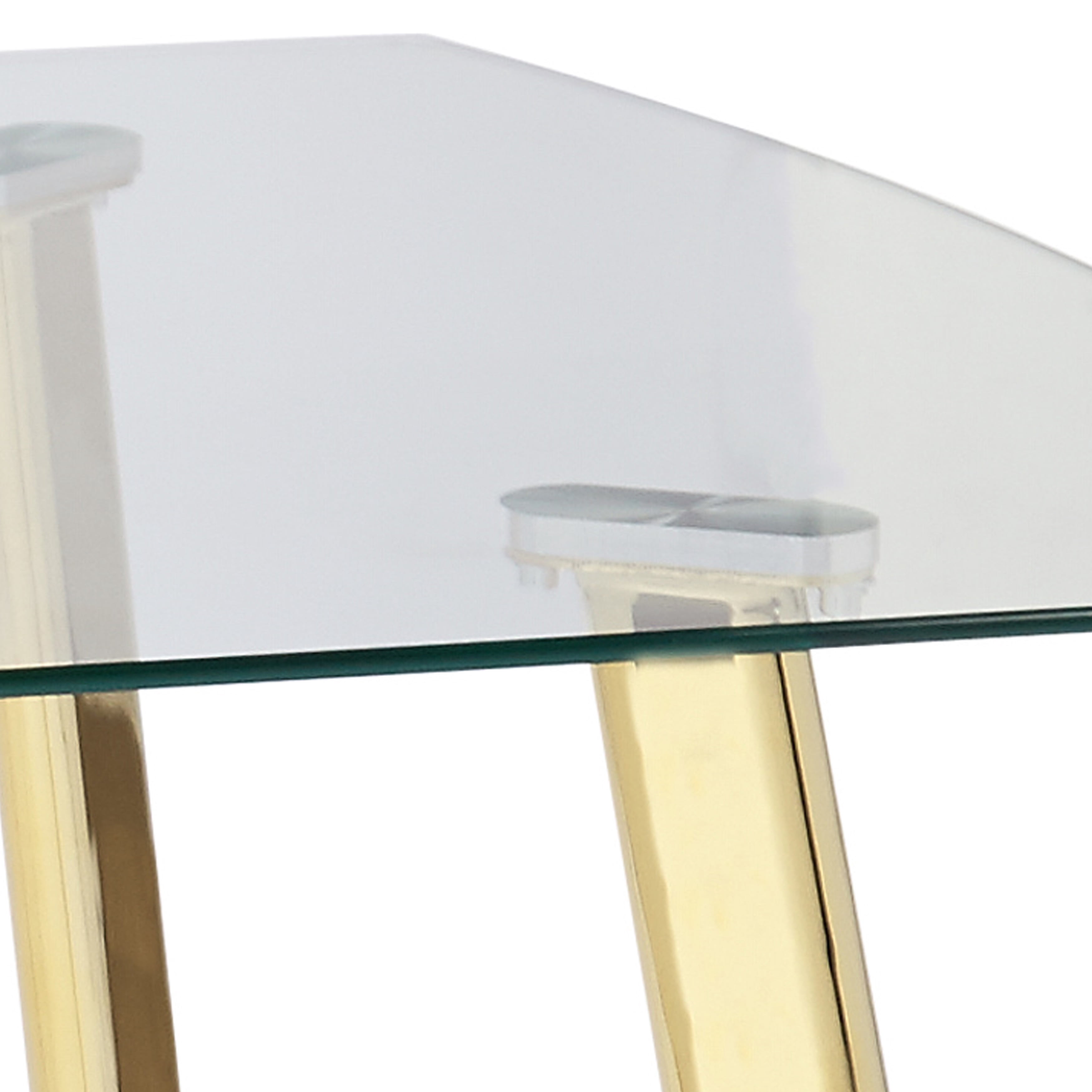 TMS Nola Indoor Dining Table with Tempered Glass Top and Gold-Tone Legs