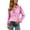 Pink, variant on Checkered Shirt for Women Gingham Plaid Long Sleeve Shirts Ruffle V Neck Button Down Loose Blouse Tops with Ruffled Cuffs