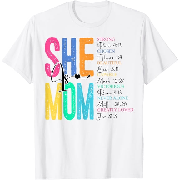Sam Soft Retro She Is Mom Mothers Day Christian Mom Mama Bible Verse T-Shirt