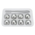 thumbnail image 1 of Esferas de hielo de acero inoxidable para enfriar vino y whisky, piedras con pinzas (diamante), 1 of 9