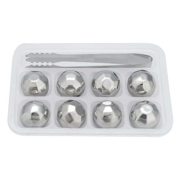 Pierres à whisky - Sphères de glace en acier inoxydable refroidit le vin Whisky Drink Chiller Stones Rocks avec Tong(Diamond)