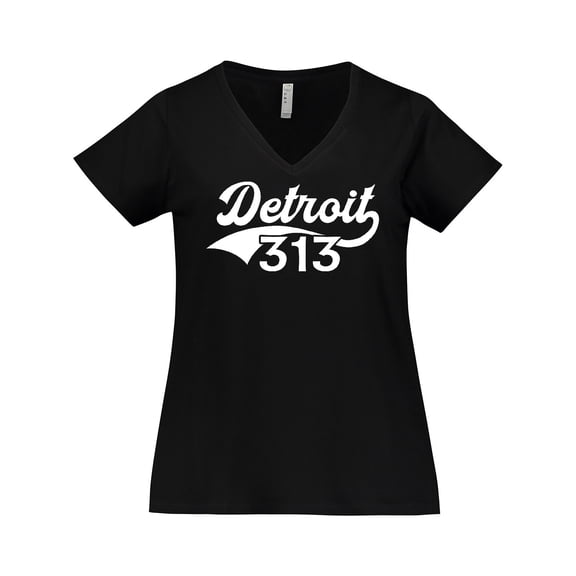 Inktastic Detroit 313 Women's Plus Size V-Neck T-Shirt