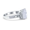 thumbnail image 2 of Emerald Cut Celtic Engagement Ring CZ 925 Sterling Silver Size 5, 2 of 7