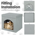 PinkSheep Collapsible Fabric Cat House Cat Bed Cave Cat Cube Condo for Indoor Cats Gray