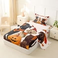 thumbnail image 2 of Homewish Vintage Halloween Dog Twin Sheets,Autumn Pumpkin Lantern Bedding,Cream,3-Piece,1 Fitted Sheet and 1 Pillowcase, 2 of 6