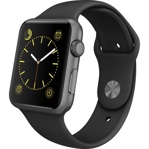 Apple - Refurbished Apple Watch Gen 1 Sport 42mm Space Gray Aluminum - Black Sport Band MJ3T2LL