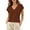 1#Coffee676, variant on Cropped Tee Shirt for Women V Neck Short Sleeve Solid Relaxed Fit Tshirt