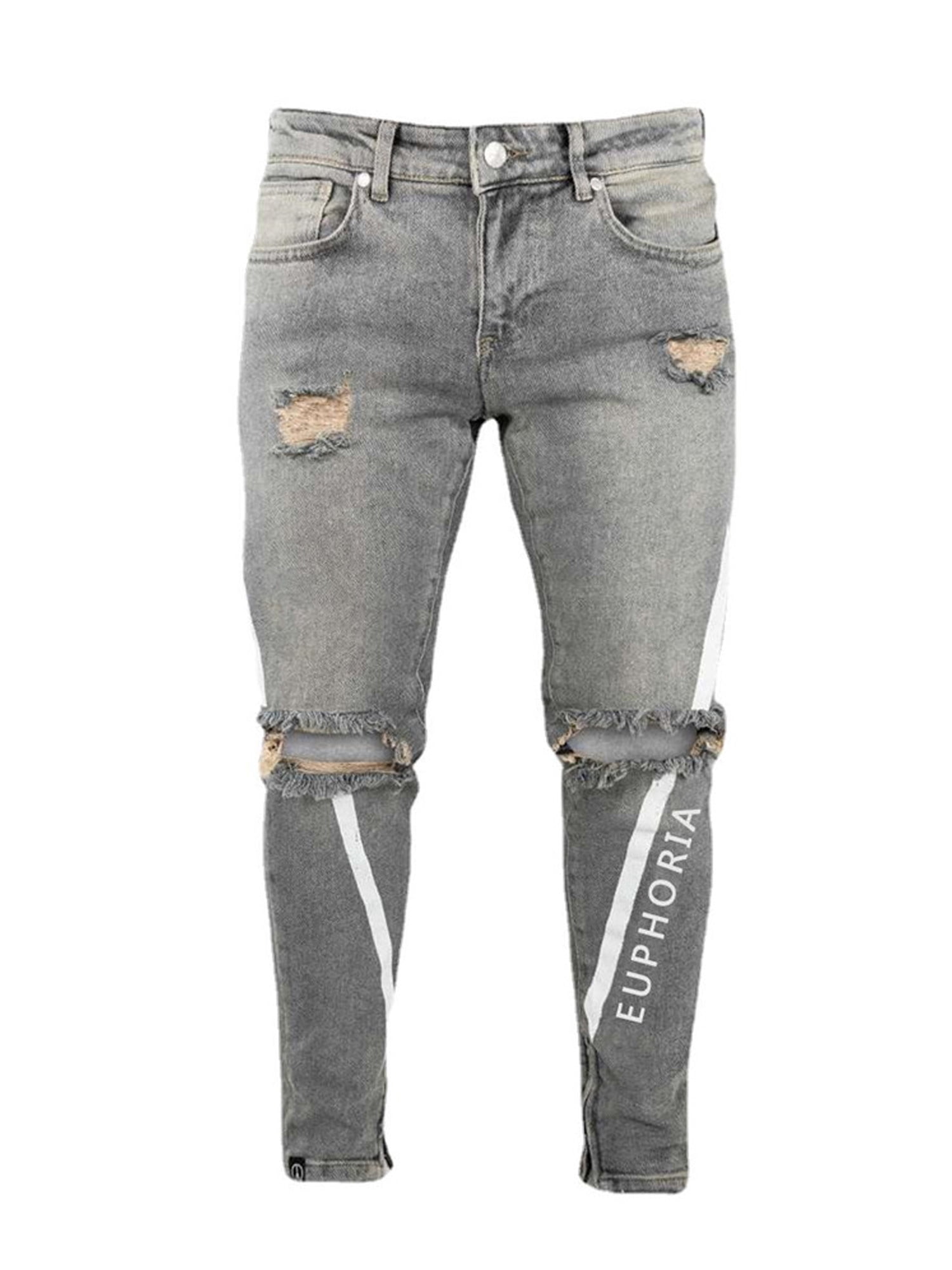 KAMAMEN Men's Ripped Jeggings Jeans 