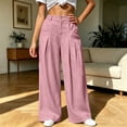 thumbnail image 7 of ZHYou No Boundarie Womens Baggy Fit Pant Low Rise Pleated Cargo Oversized Wide Leg Business Dress Casual Trousers with Pockets,Pink,Size S, 7 of 7