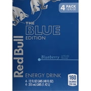Red Bull Blue Edition Energy Drink, Blueberry, 114mg Caffeine, 12 fl. oz., Pack of 4 Cans
