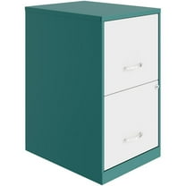Scranton & Co Modern 18"D 2-Drawer Metal File Cabinet in Teal/White