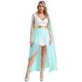 thumbnail image 7 of iiniim Women's Greek Toga Costume Ancient Roman Senator Caesar Costume V Neck Cape Sleeve Front Split Dress Light Blue 3XL, 7 of 7