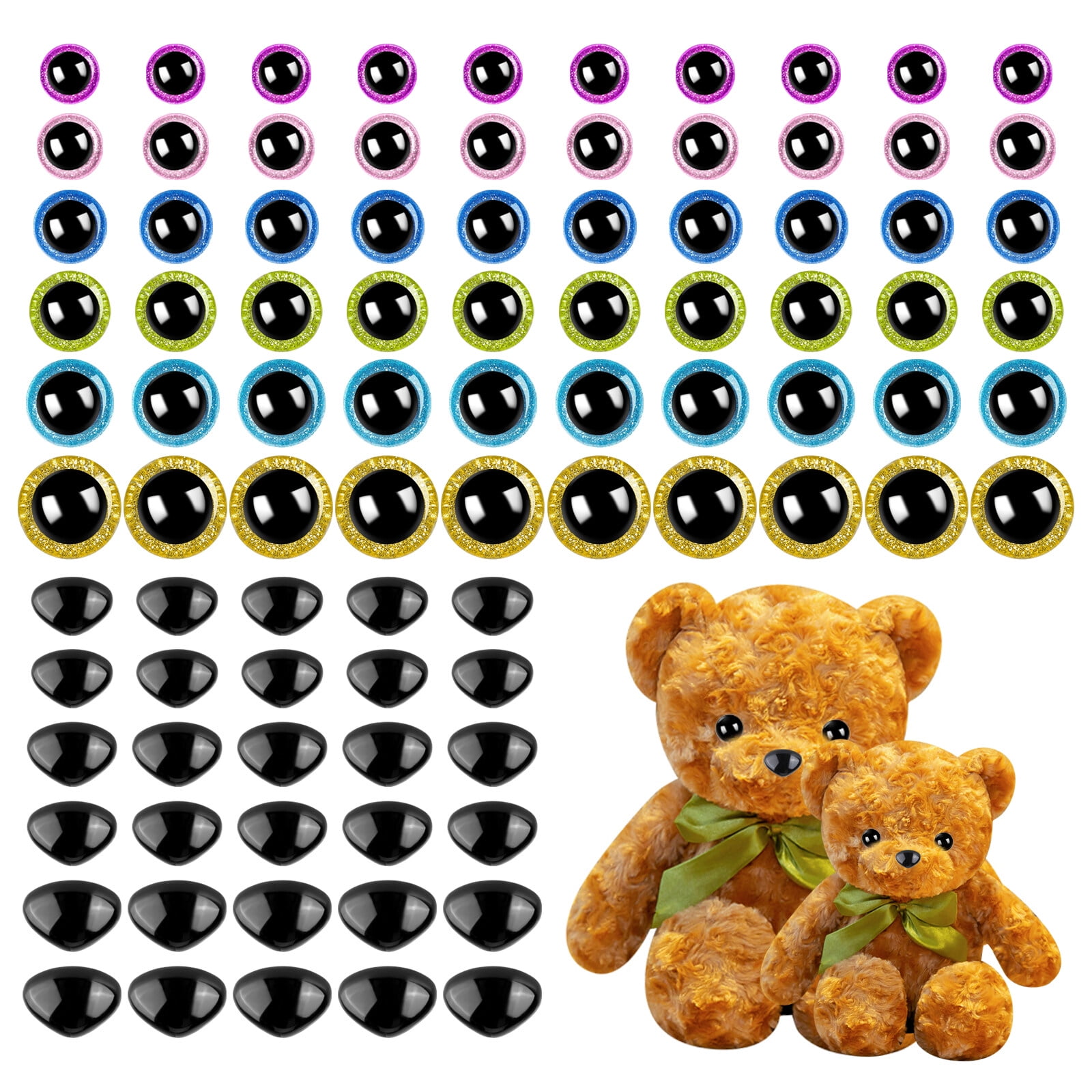 Uposao 90pcs Doll Eyes Plastic Eyes Noses Big Stuffed Animal Eyes Craft