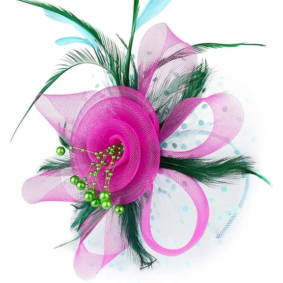 Women's Fashion Headband Elegant Mesh Tulle Halloween Decor Hat Clip Headband Headbands for Women Pink One Size