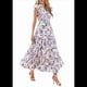 thumbnail image 1 of Vestido Midi Estampado con Escote en V, Mangas Plisadas y Volantes Imagen 5 XL, 1 of 8