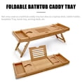 thumbnail image 3 of Bathtub Storage Tray Bamboo Spa Bathtub Storage Box Book Shape Wine Rack Non-slip Bottom Retractable Sides Foldable Legs, 3 of 8