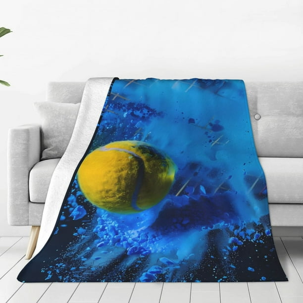 Balery Sports Tennis Ball Manta de Felpa Suave y Acogedora – Cobija de Franela Aterciopelada para Cama, Lavable y Cálida para Sofá, Mascotas, Transpirable-80"x60"
