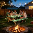 thumbnail image 5 of Botanical Print 3 Piece Picnic Tablecloth Set, Elastic Edge Fits Standard Tables, Spill Proof Polyester Fabric, Ideal for Patio Deck Party, Foldable Storage Sack, Nice Gift for Nature Lover, 5 of 6