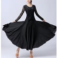 thumbnail image 4 of Lace Flowy Long Sleeve Velvet Ballroom Latin Dance Dresses With Godets, 4 of 8