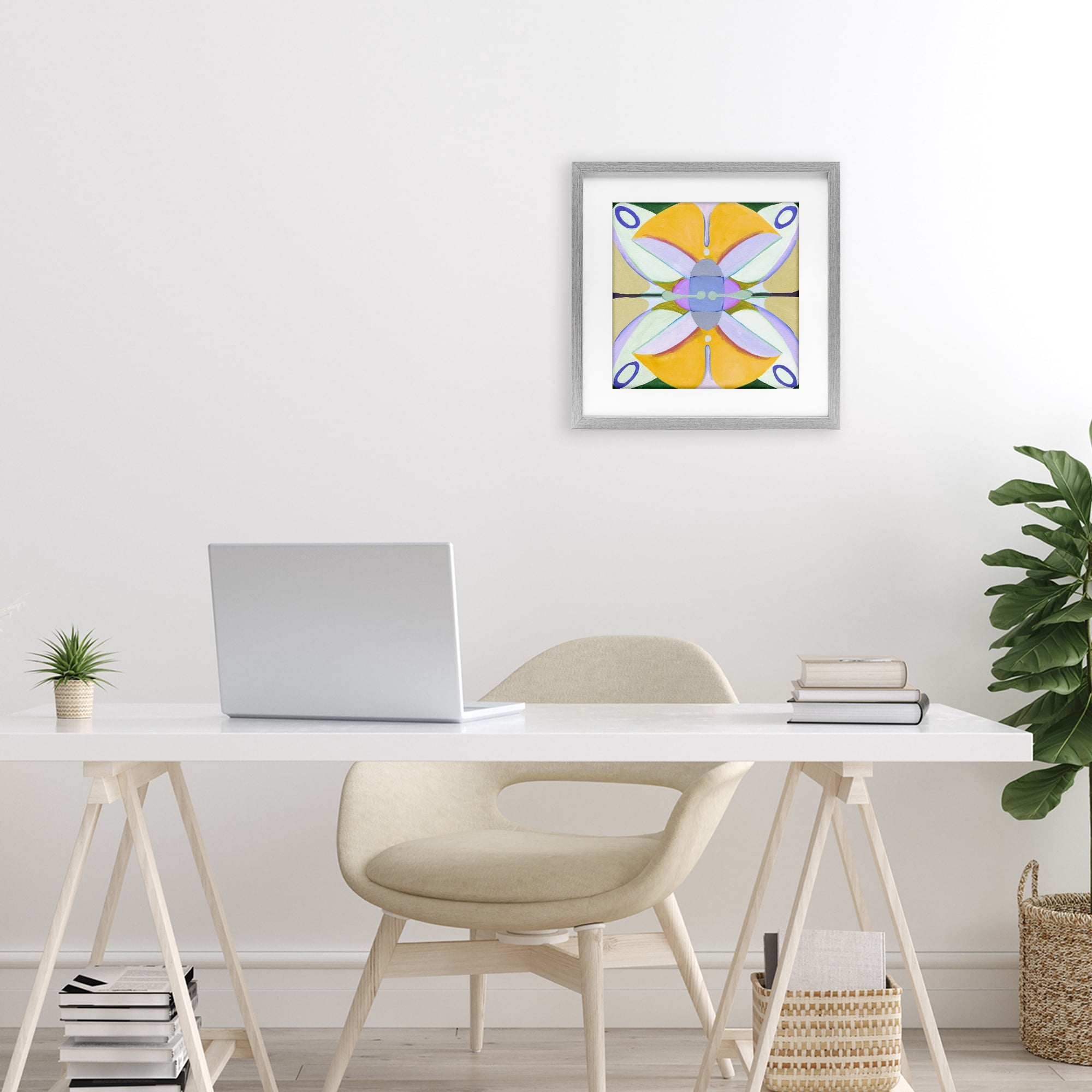 Stupell Industries Warm Revival Kaleidoscope Gray Framed Print Under Glass, design by Melissa Wang