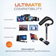 Ultralight Bluetooth Headset with Noise Cancelling Microphone, Bluetooth Earpiece with Charging Case, Auto Pair USB Dongle for PC/Laptop, Compatible with MS Teams, Zoom, Google Meet, and More - Black