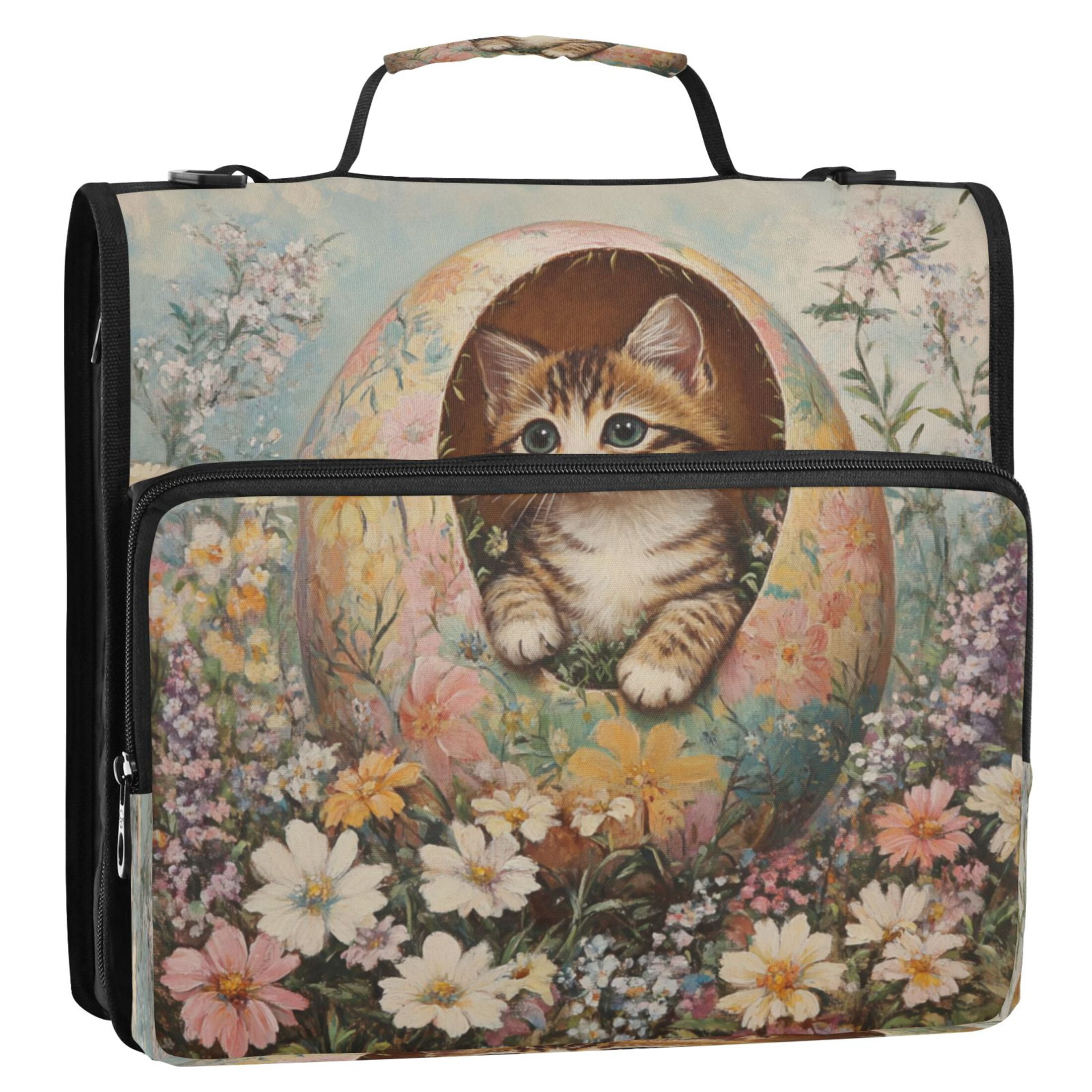 YAZAOO Zipper Binder trapper keeper Documents Organized Design Easter Egg Cuddle Printed