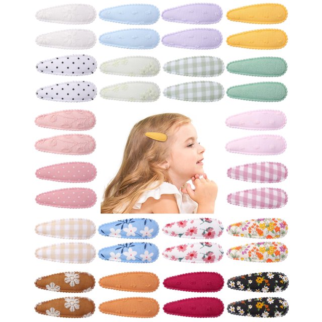 Hebillas para el cabello doboi 40 piezas para niña pequeña con estampado floral, clips de 5.6 cm