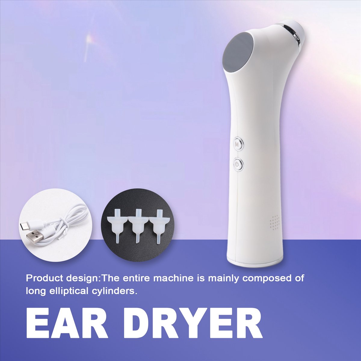 Home Intelligent Constant Temperature Ear Dryer for Ear Canal Drying and Care, 3 Types of Ear Tips