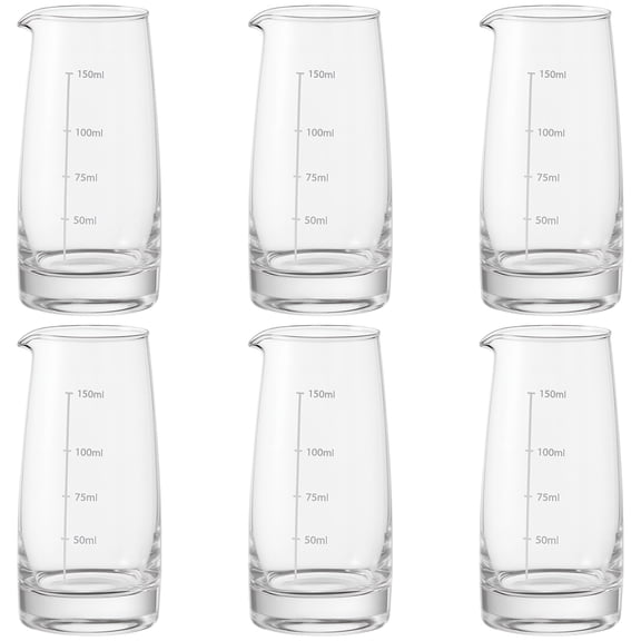6 Pcs of Wine Carafe, 5.1 fl oz / 150 ml Glass Liquor Pourer with White Markings, No Handle, Clear Graduated Whiskey and Wine Dispenser, Great for Home Bars Parties and Tastings