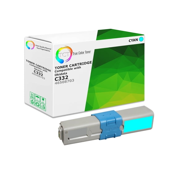 TCT C332 Cyan Toner Cartridge - Compatible With Okidata C332 46508703 Cyan