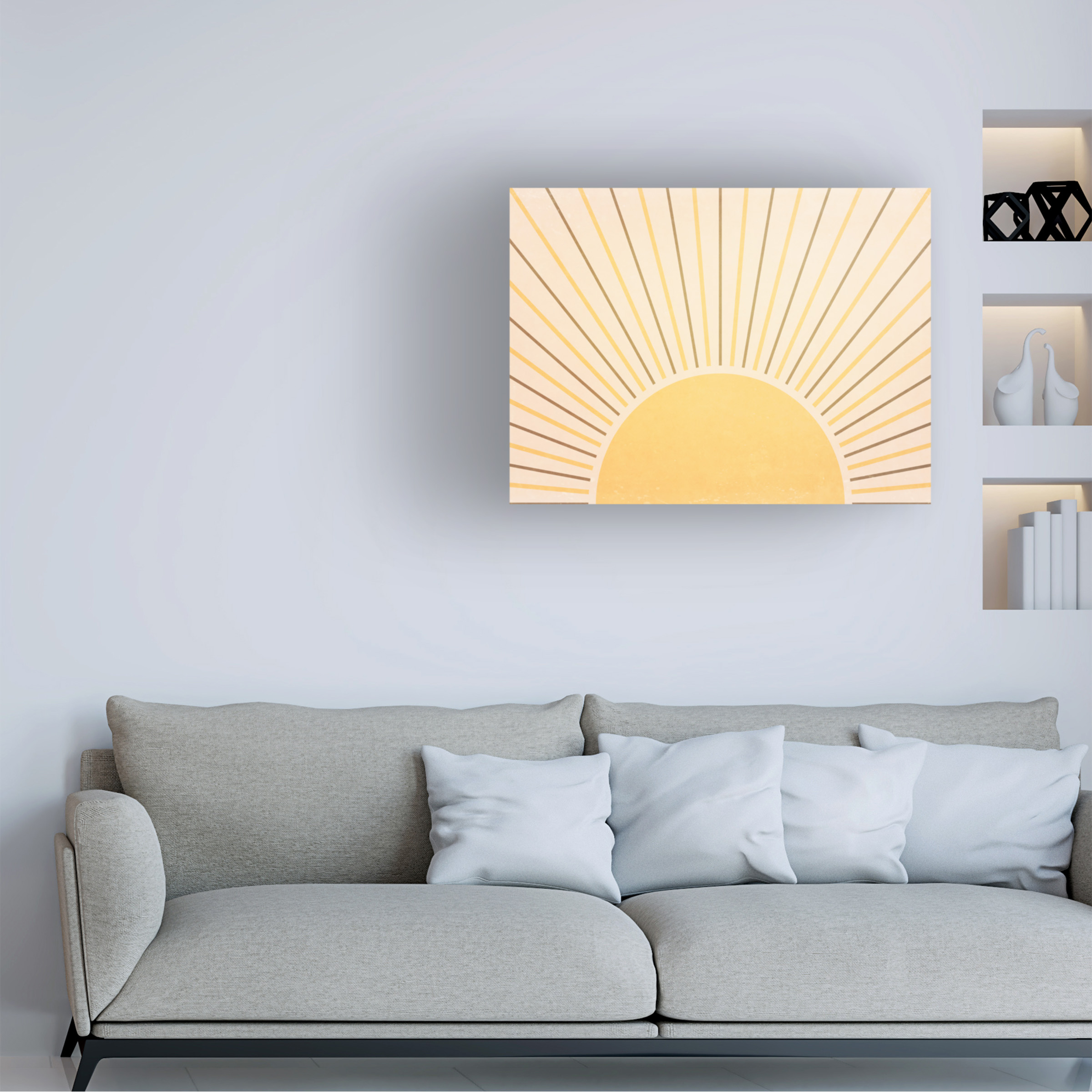 Canvas Wall Art - Tom Quartermaine 'Boho Full Shining Sun and Rays' Wall Art for Living Room, Bedroom, or Office DÃ©cor by Trademark Fine Art - 19 x 14 Inches